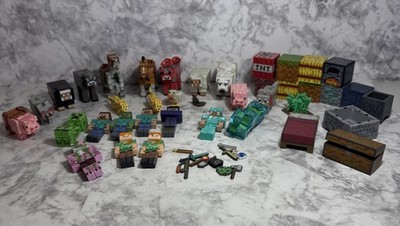 MINECRAFT Mojang Lot of 50 Action Figures Blocks Accessories Weapons Animals EUC
