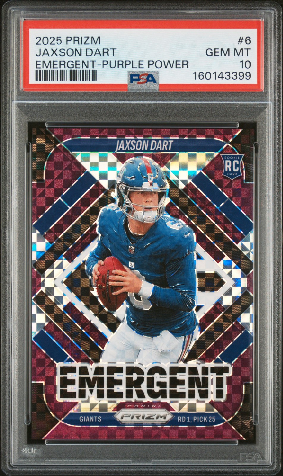 Jaxson Dart Panini Prizm Emergent #6 Purple Power