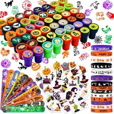 Halloween Party Favors Goody Bag Filler Stamper Tattoos Bracelets Party Supplies