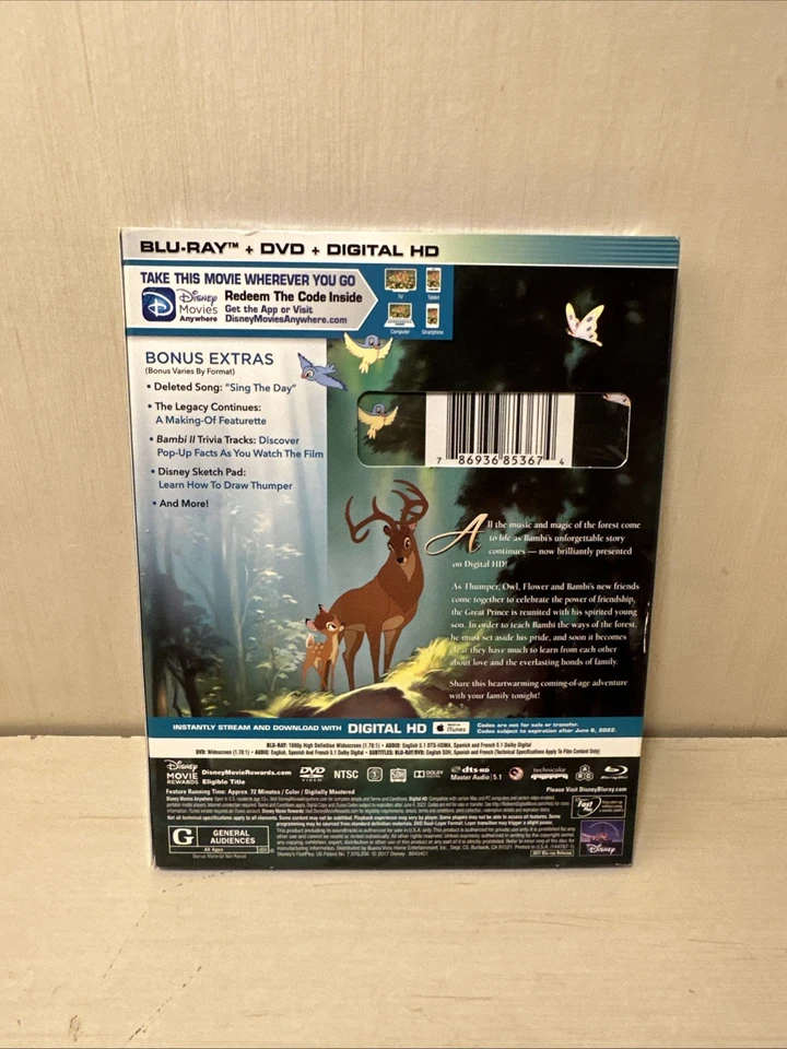 Bambi II 2 (Blu-ray/DVD+ Digital)NEW Slipcover - Image 4 of 4