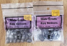 Lot of 30 Water Gremlin Egg Sinker 6 - 1/2 & 24 - 1/4 Fishing