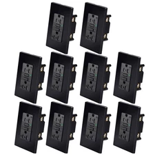 10× 15A/125V GFCI Outlet Black WR TR LED Light & Decor Plate Included for Home