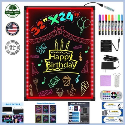 Illuminated Erasable Menu Board with 8 Color Markers & Flashing Display