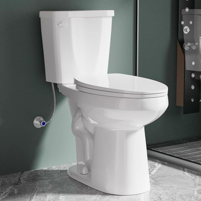 19 Inch Elongated Tall Toilet for Seniors, Tornado Flush Single Flush 1.28 GPF,