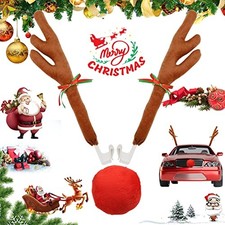 Christmas Car Decorations Car Reindeer Antlers and Nose with Jingle Bells for