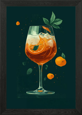Aperol Spritz Cocktail Illustration Framed Wall Art Poster Canvas Print Picture