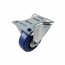 Easyroll 75mm 90kg Blue Rubber Fixed Castor