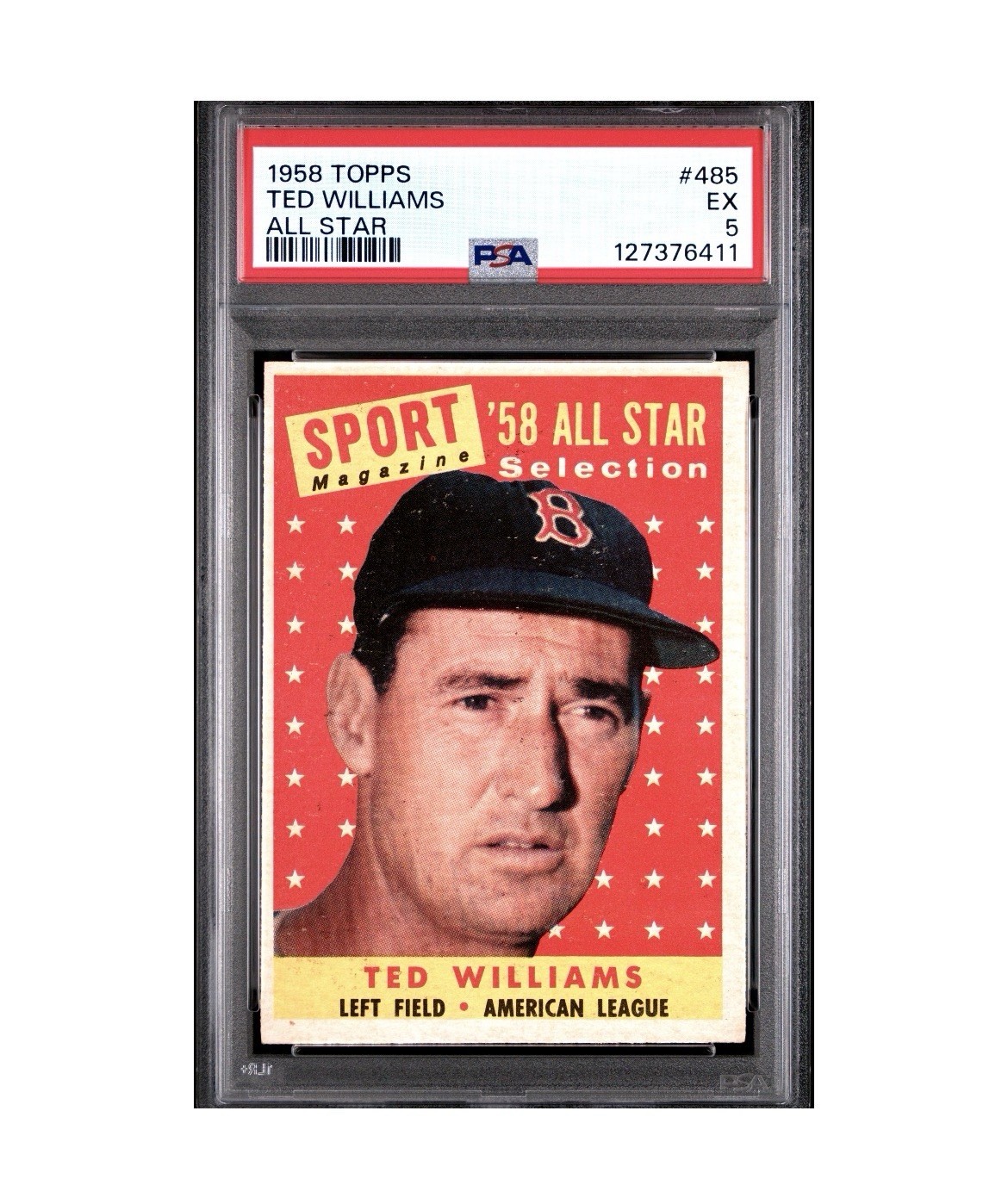 ⚾️1958 Topps - Sport Magazine '58 All Star Selection Ted Williams #485 PSA 5