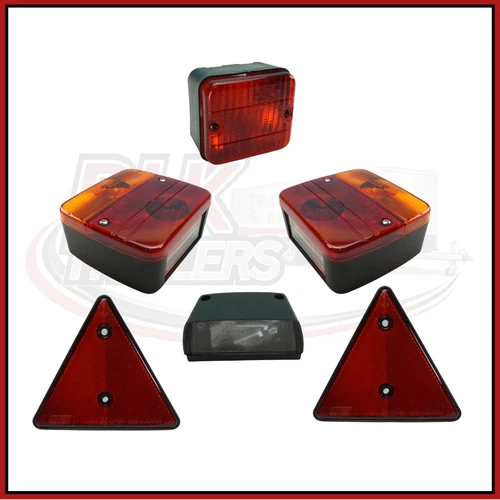 Trailer Lighting Kit with Triangle Reflectors, Number Plate Lamp & Rear Fog Lamp