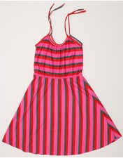 VINTAGE Womens Sundress UK 8 Small Pink Striped CE12