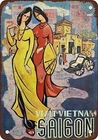 metal tin sign Visit Vietnam Saigon Vintage Look Reproduction 8x12