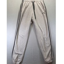 adidas Men's Jogger Sweatpants Gray Black Stripes, Pockets Drawstrings Size M
