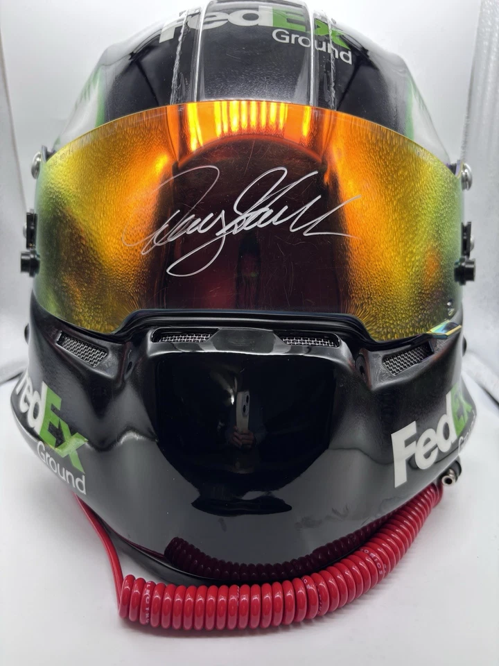 Casco de conductor usado de carrera Denny Hamlin Nascar Stilo INDOCIL ART FEDEX GROUND JGR Foto 3 de 4