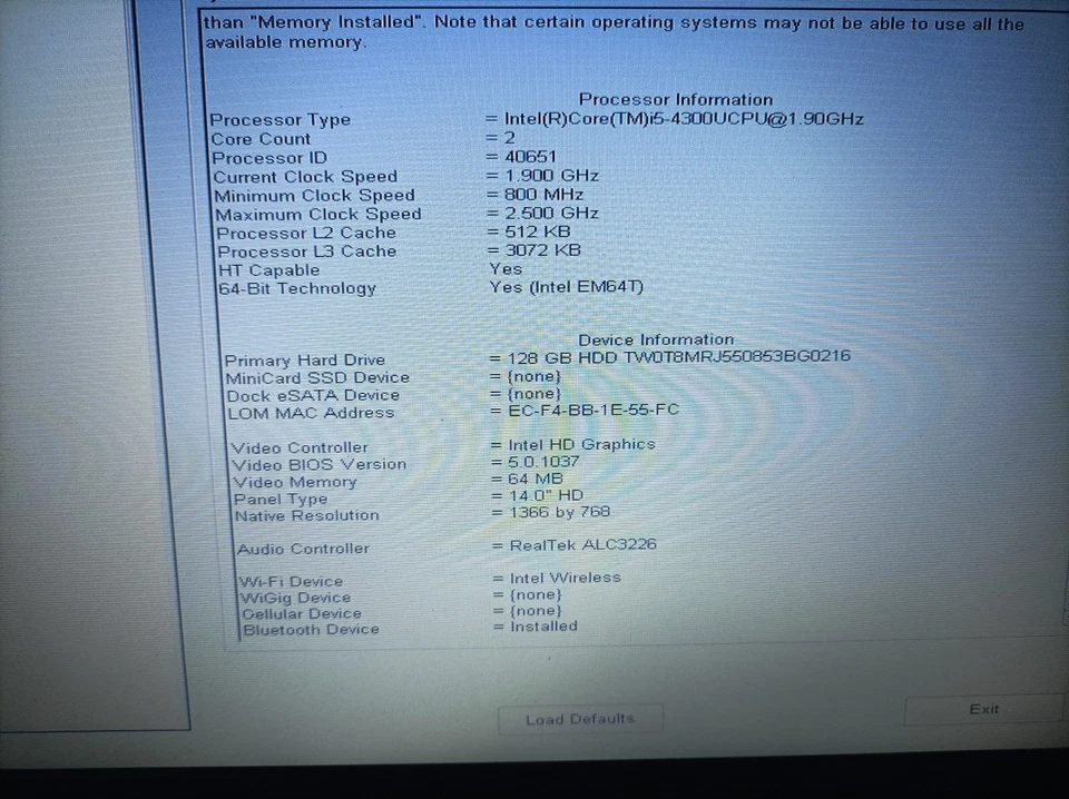 Dell Latitude Notebook E7440 i5 4300U 2,1GHz, 8GB, 128GB SSD, 14" Win 11 Pro N48 - Bild 3 von 4