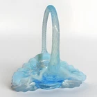 Vintage Fenton Glass Blue Opalescent Embossed Grape Basket 5”