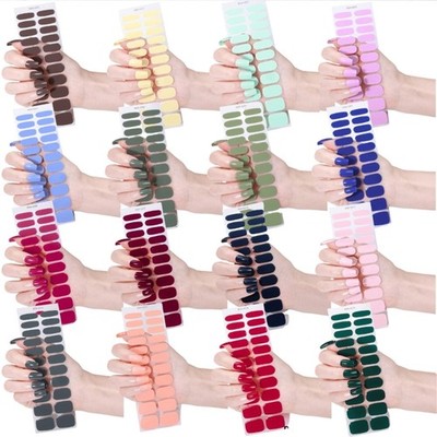 Solid Color Gel Nail Stickers 22Pcs Set No UV Curing Needed for Effortless Style