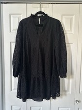 Torrid Belle Isle Mini Dress Black Lace Collar Long Sleeve Sz 1X