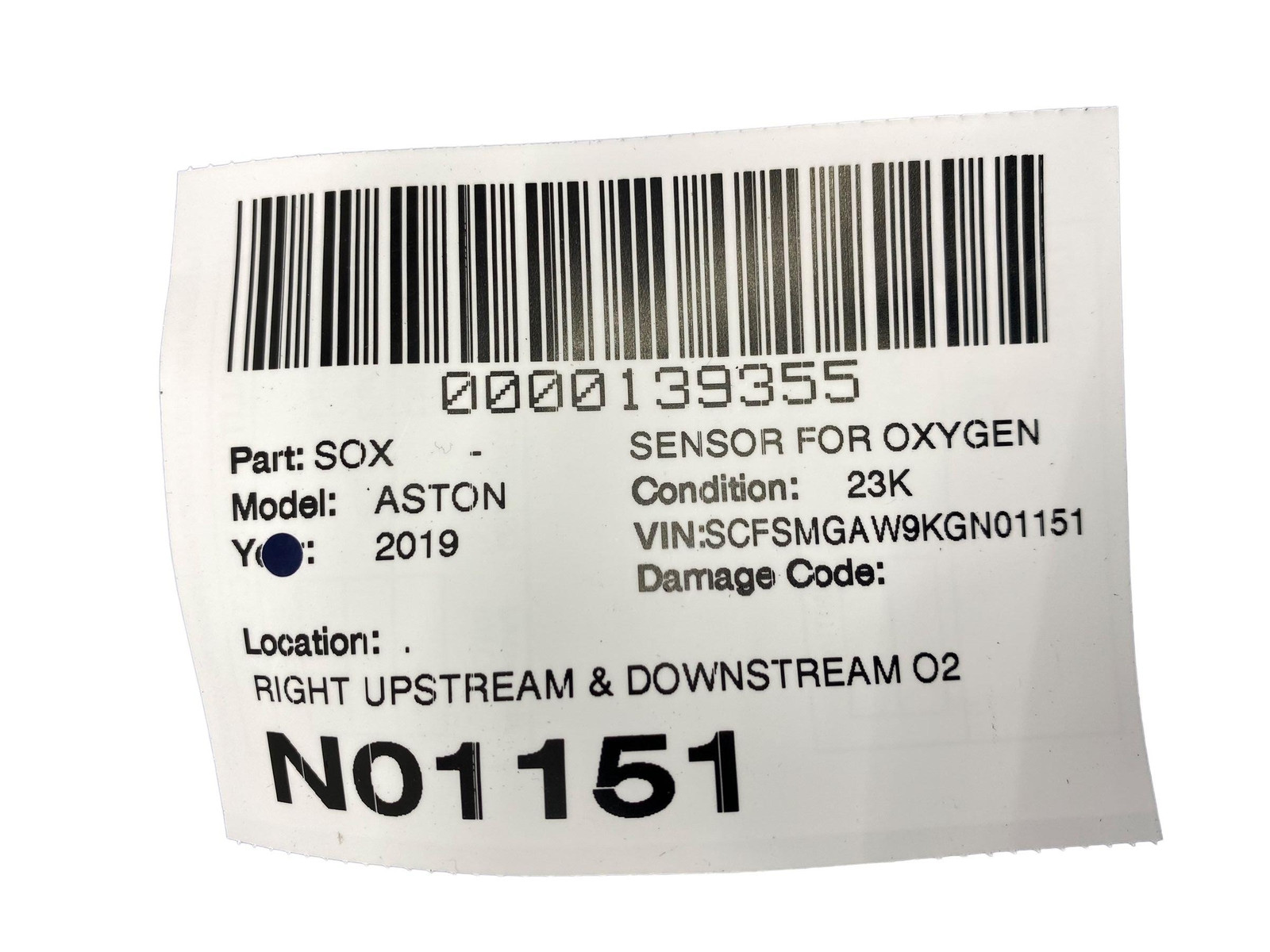 2019 - 2023 ASTON MARTIN VANTAGE OEM RIGHT UP & DOWN O2 OXYGEN SENSOR SET (2)