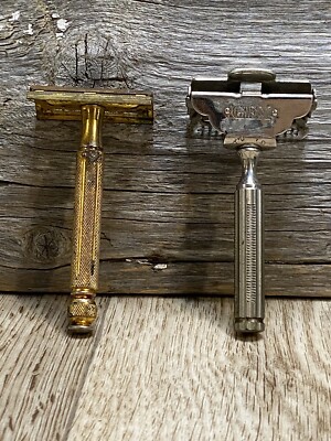2 Vintage Safety Razors Gem & Gillette Single Edge