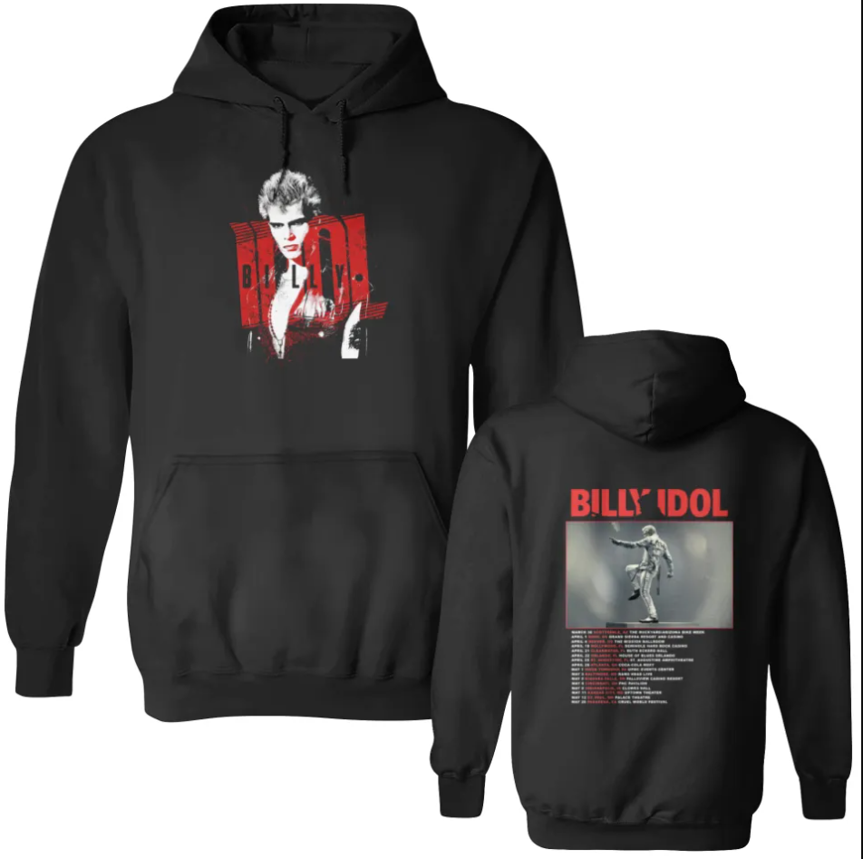 Double-Sided Vintage 2023 Billy Idol Live Tour Hoodie & Shirt US Size