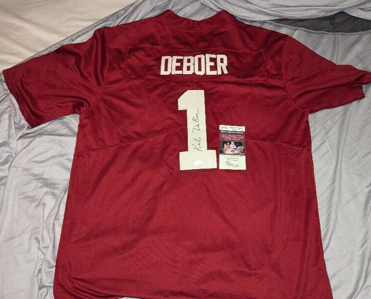 NEW BAMA COACH KALEN DEBOER SIGNED ALABAMA CRIMSON TIDE FOOTBALL JERSEY WITH JSA 