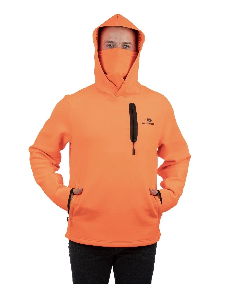 Mossy Oak Menu0026#039;s 2XL Blaze Orange Premium Warming Hoodie Pullover Neck  Gaiter | eBay