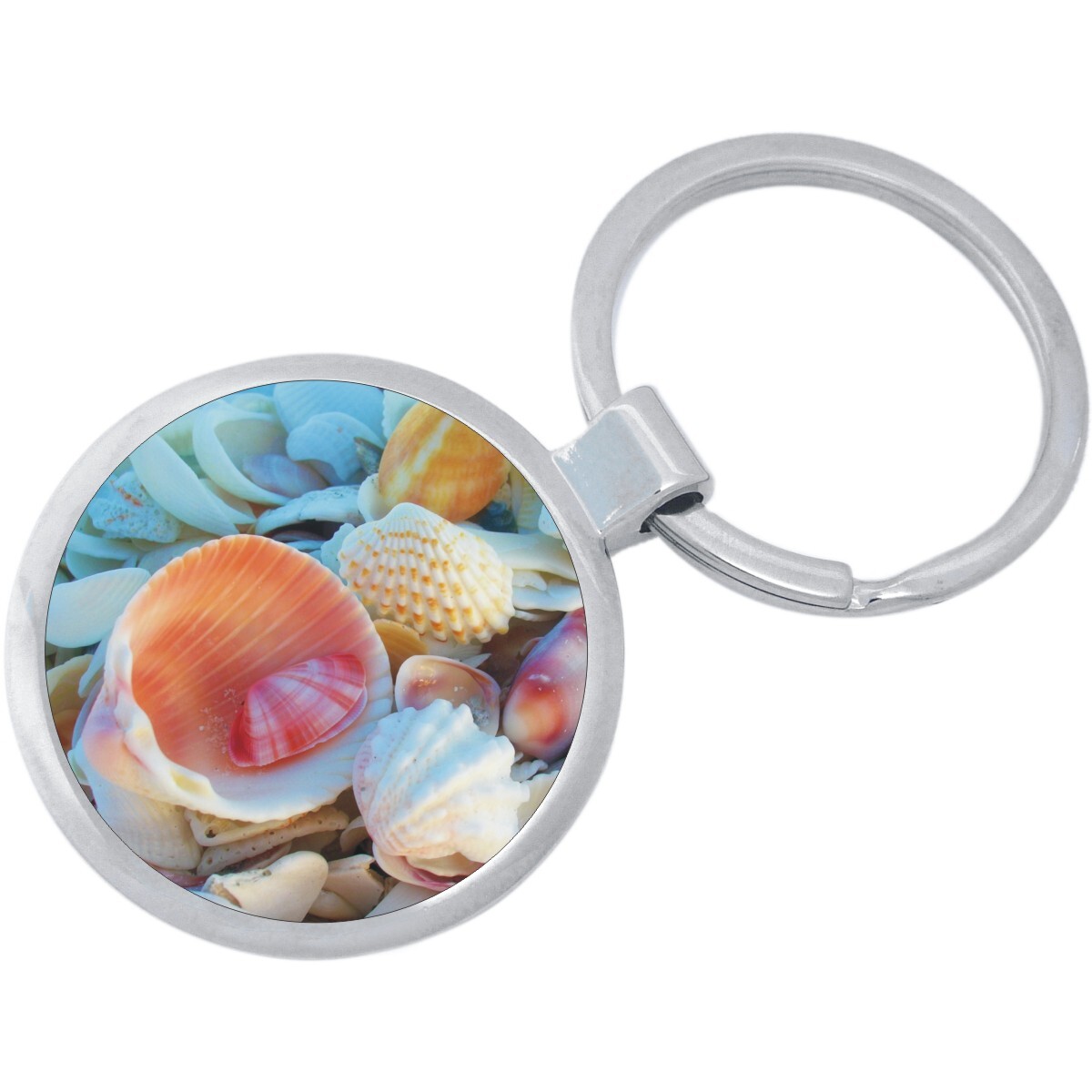 Seashells Keychain - Includes 1.25 Inch Loop for Keys or Backpack