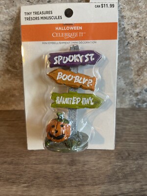 Halloween Tiny Treasures Pumpkin Street Sign Village