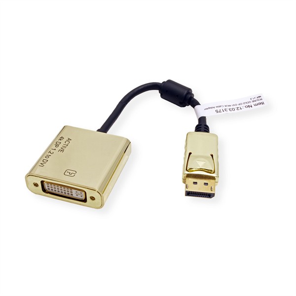 Displayport-Dvi Adapter Gold 4K, Aktiv, V1.2, Dp Stecker - Dvi Buchse-image