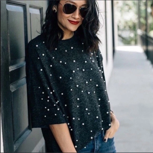 Zara pearl shop sweater