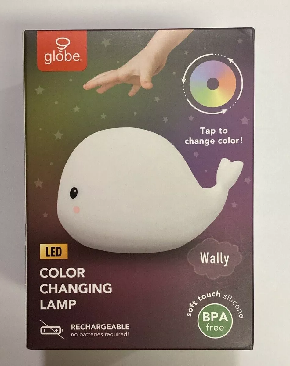 Globe LED Color Changing Tap Lamp Wally White Whale Rechargeable TikTok Silicone