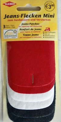6 Jeansflicken zum Ausbessern blau weiß rot  Bügelflicken Reparatur Flicken  - Bild 1 von 2