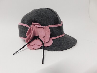 Vintage Stormy Kromer Grey Wool Petal Pusher Cap New Womens Stormy Kromer Petal Pusher Cap Hat Gray Grey Pink  main image 2