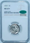 1937 NGC MS67+ CAC Buffalo Nickel