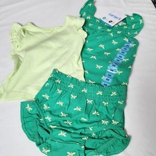 Carter's Baby Girls 3 Piece Diaper Cover Set Green With Butterfly Print 9M NWT