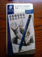 Staedtler Mars Lumograph Design & Drafting Graphite 12 Pencil Set Storage Tin -