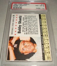 1961 Post Cereal #15 BOBBY SHANTZ   psa 8 HC  New York YANKEES (142)
