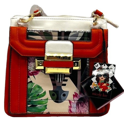 Nicole Lee shoulder handbag/purse, orange cut rhinestones  display picture 1