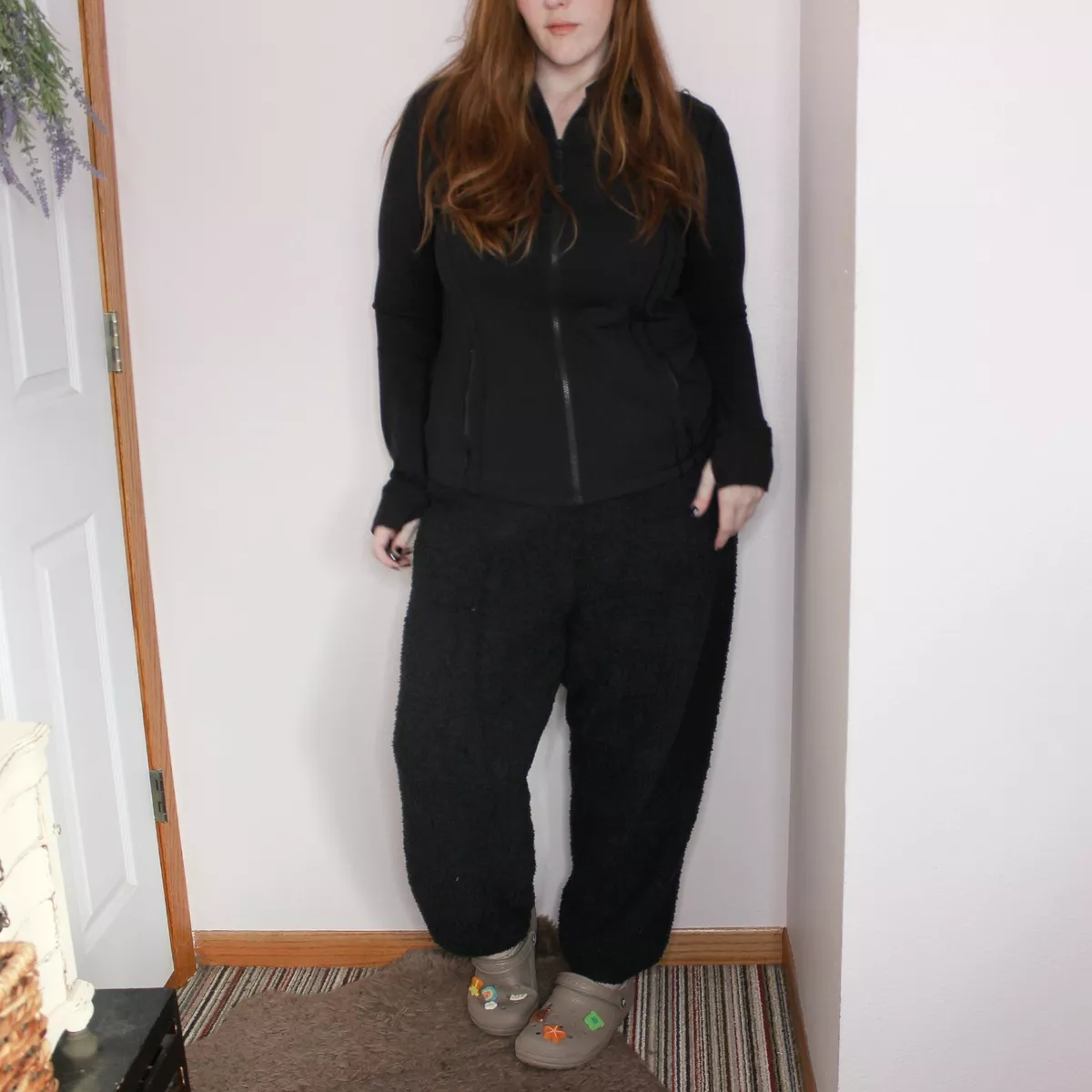 Skims Cozy Knit Jogger Pants Black Onyx Plus Size 2X 3X Fuzzy Teddy Pant