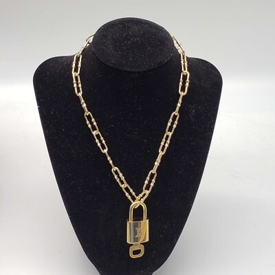 Auth Louis Vuitton Lock & Key with Unbranded Gold Plated Chain Necklace