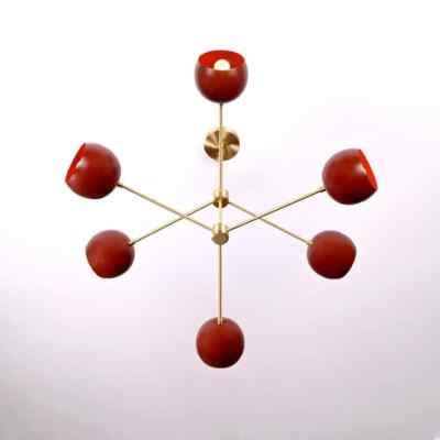 6 Arms Eyeball Shade Sputnik Chandelier Fixture Modern Stilnovo Ceiling Lamp