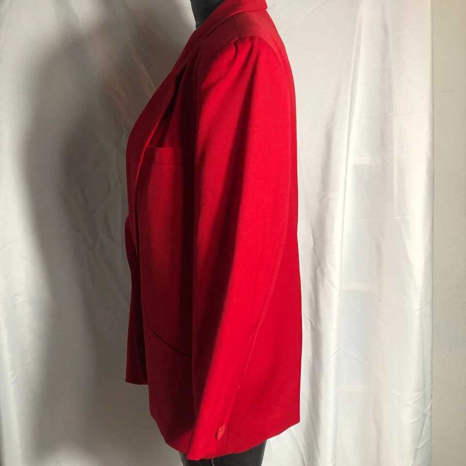 Blazer/chaqueta Career Essentials para mujer roja forrada de lana pura talla 12 bolsillos Foto 4 de 4