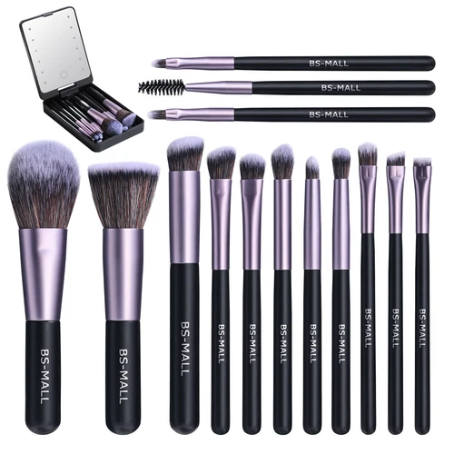 14 Travel Makeup Brush Set Rechargeable with LED Light Mirror and Box for Adults - Picture 15 of 15