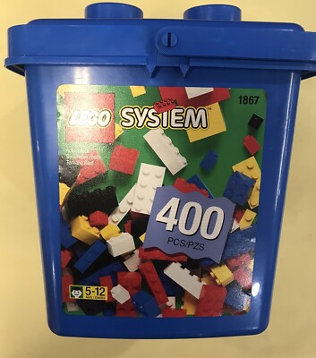 LEGO # 1867 System Medium Bulk Blue Bucket With Lid 800 Building