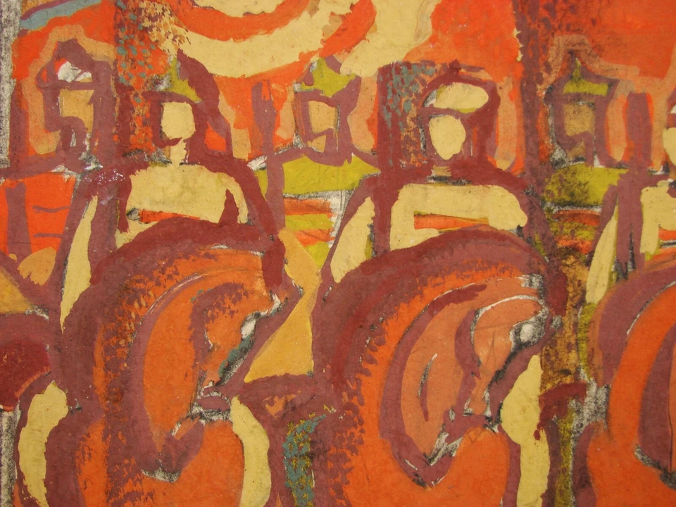 Ucraniano Soviético URSS Pintura Vanguardia Monumental Boceto Ejército Rojo Caballo Foto 4 de 4