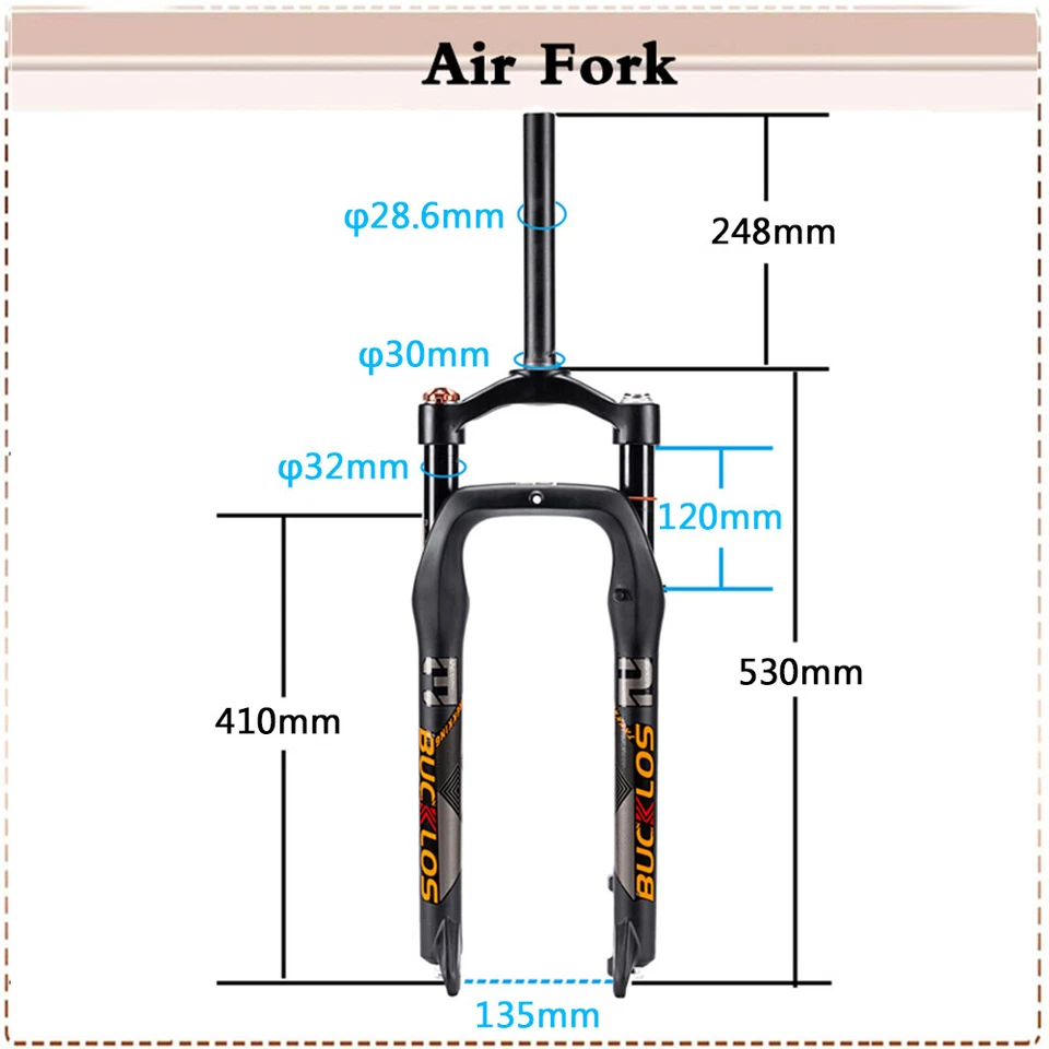 26*4.0 inch MTB Fat Bike Air Suspension Fork 1-1/8 Threadless Disc Brake Fork QR - Image 4 of 4