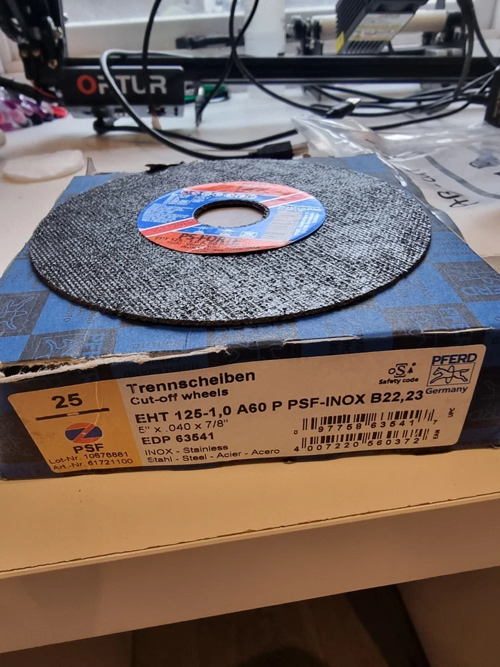 25pcs / 1 box PFERD 125mm x 1mm x 22mm bore, INOX/Stainless Cutting Discs