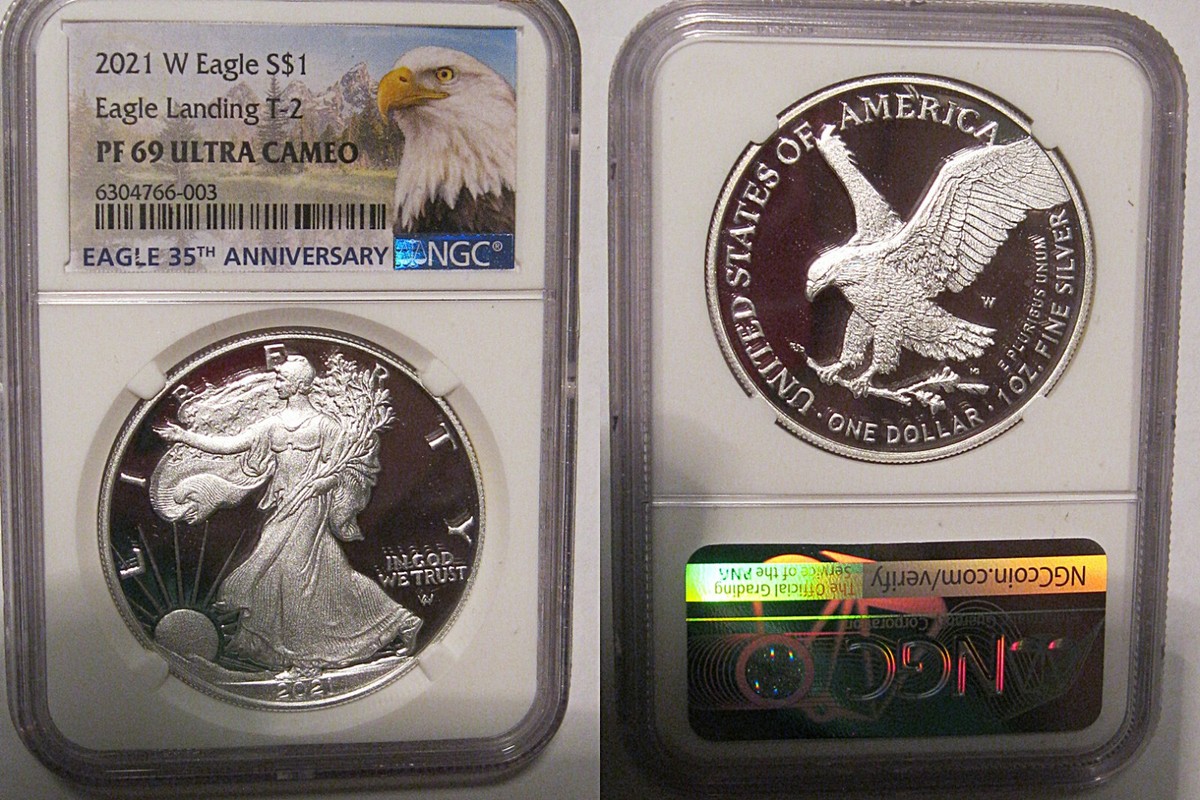 2021 W Proof $1 Silver Eagle Type 2 NGC PF 69 Ultra Cameo Eagle