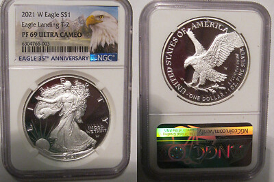 2021 W Proof $1 Silver Eagle Type 2 NGC PF 69 Ultra Cameo Eagle