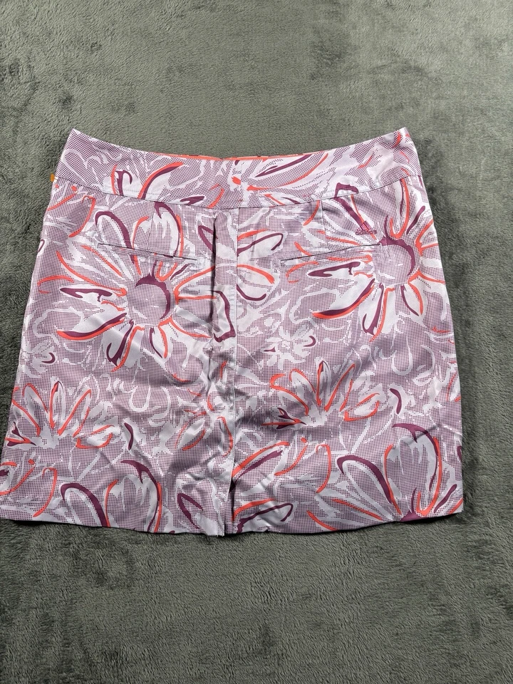 Adidas Falda de Golf Skort Mujer 8 Rendimiento Púrpura Naranja Floral Abstracto Tecnología Foto 4 de 4